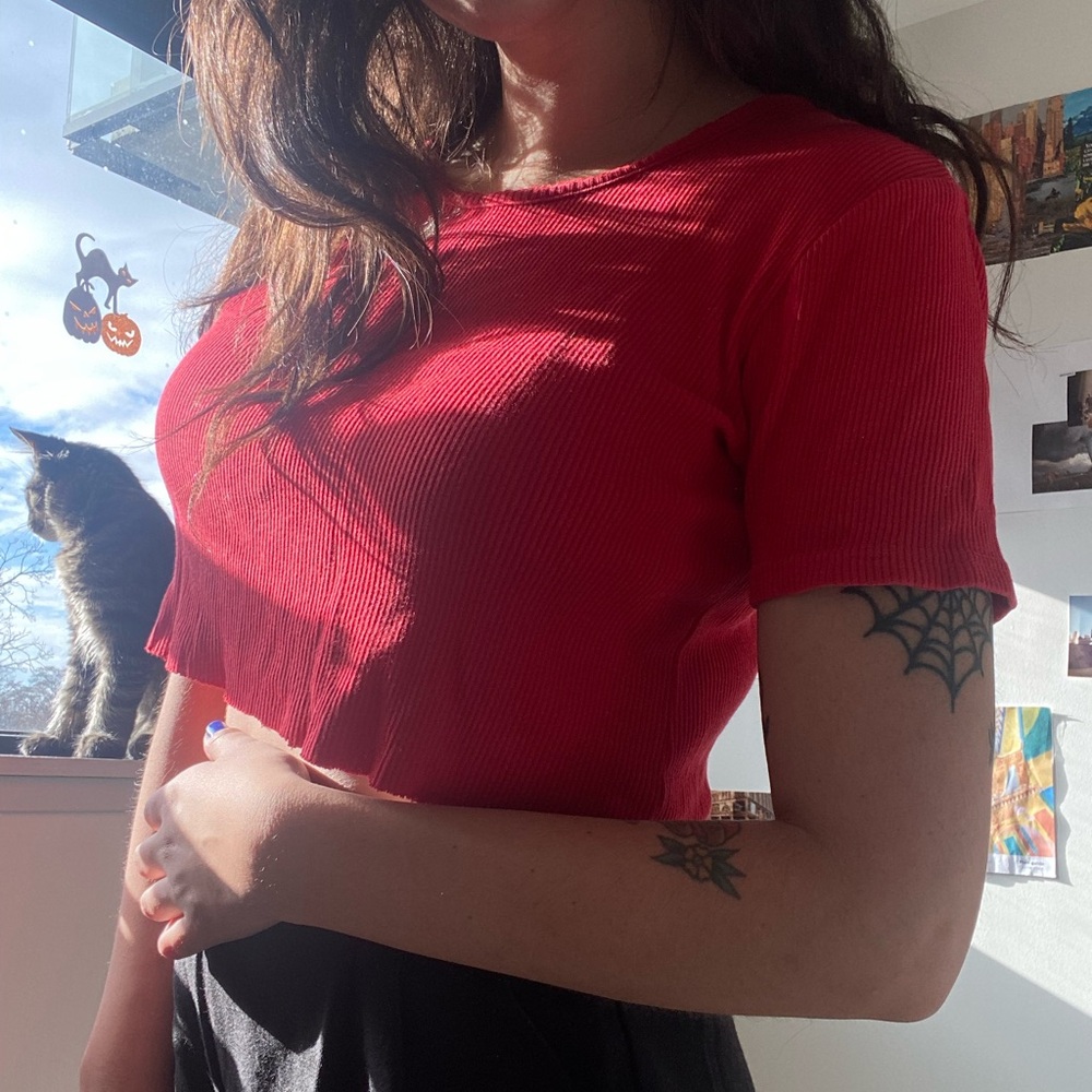 Red crop top